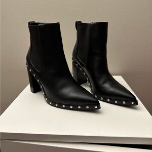Charles By Charles David Black Pointed Stud Trim Ankle Boots